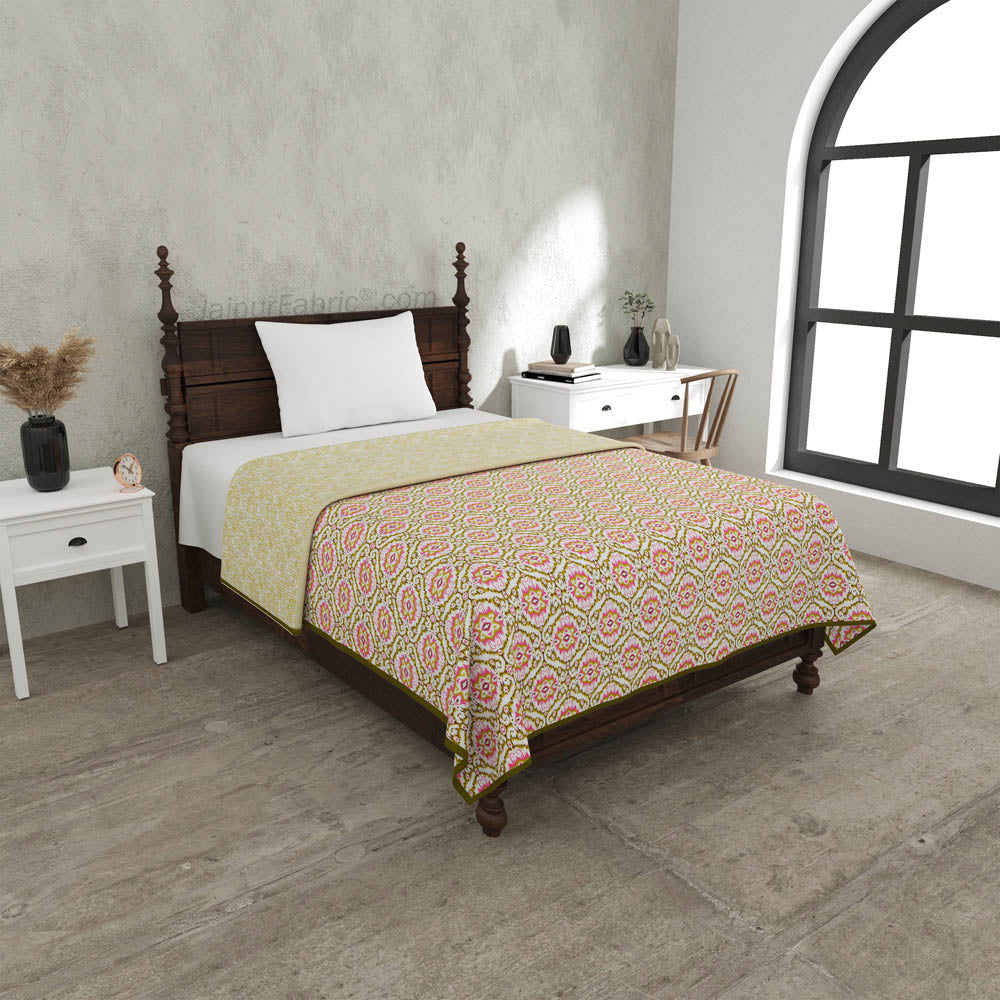 The Illusion Greenish Single Bed Dohar Blanket